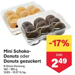MPreis Mini Schoko- Donuts oder Donuts gezuckert Angebot