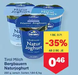 MPreis Tirol Milch Bergbauern Naturjoghurt Angebot