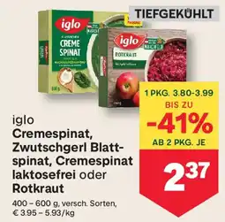 MPreis Iglo Cremespinat, Zwutschgerl Blatt- spinat, Cremespinat laktosefrei oder Rotkraut Angebot