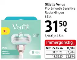 dm Gillette Venus Pro Smooth Sensitive Rasierklingen Angebot