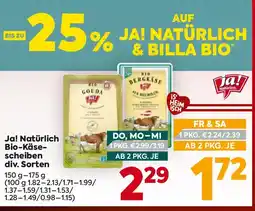Billa Ja! natürlich bio käse scheiben Angebot