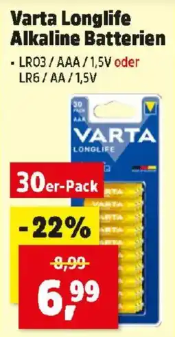 Thomas Philipps Varta Longlife Alkaline Batterien Angebot