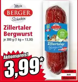 Norma Mein BERGER Schinken Zillertaler Bergwurst Angebot