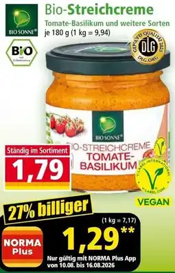 Norma Bio-Streichcreme Tomate-Basilikum Angebot