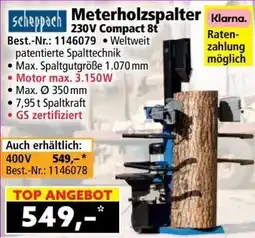 Norma Scheppach Meterholzspalter 230V Compact 8t Angebot