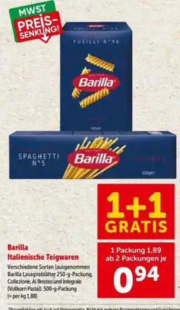 Interspar Barilla Italienische Teigwaren Angebot