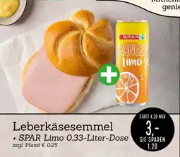 Interspar Leberkäsesemmel + SPAR Limo 0,33-Liter-Dose Angebot
