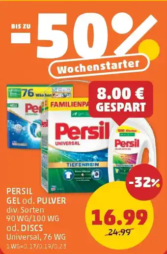 PENNY Persil gel od. pulver od. discs Angebot
