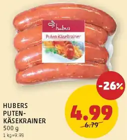 PENNY Hubers puten- käsekrainer Angebot