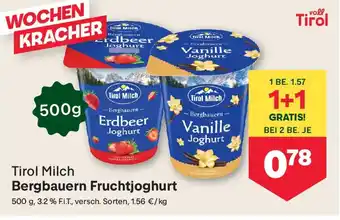 MPreis Tirol Milch Bergbauern Fruchtjoghurt Angebot