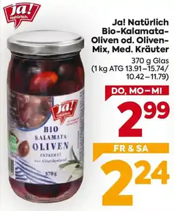 Billa Ja! Natürlich Bio-Kalamata- Oliven od. Oliven- Mix, Med. Kräuter Angebot