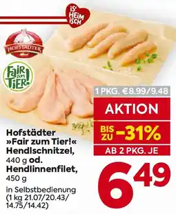 Billa Hofstädter Fair zum Tier! Hendlschnitzel od. Hendlinnenfilet Angebot