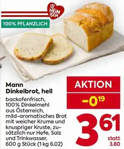 Billa Mann Dinkelbrot Angebot