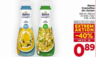 Billa Rama Cremefine Angebot
