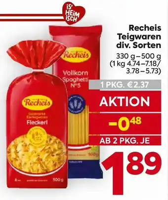 Billa Recheis Teigwaren Angebot
