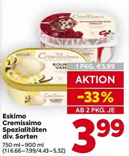 Billa Eskimo Cremissimo Spezialitäten Angebot