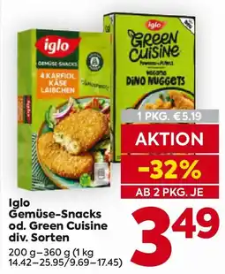 Billa Iglo Gemüse-Snacks od. Green Cuisine Angebot