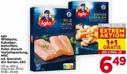Billa Iglo Wildlachs, Kabeljau- Naturfilet, Polar-Dorsch Vorteilspackung, MSC od. Garnelen Angebot