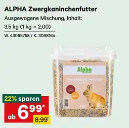 Lagerhaus Alpha Zwergkaninchenfutter Angebot