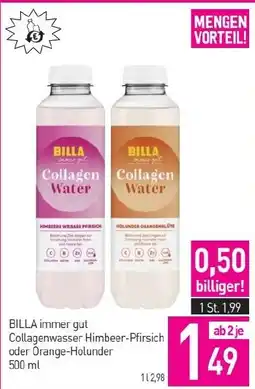 Sutterlüty BILLA immer gut Collagenwasser Himbeer-Pfirsich oder Orange-Holunder Angebot