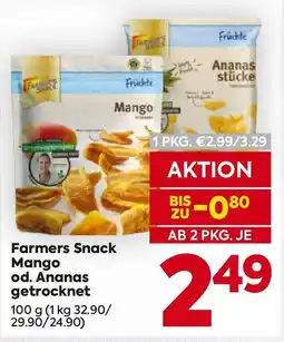 Billa Farmers Snack Mango od. Ananas getrocknet Angebot