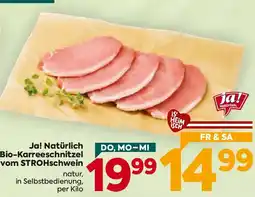Billa Ja! natürlich bio-karreeschnitzel vom strohschwein Angebot