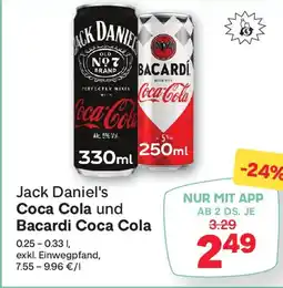 MPreis Jack daniel's coca cola und bacardi coca-cola Angebot