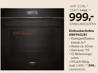 Einbaubackofen hb974glb1