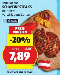 Hofer Sonnhof BBQ Schweinesteaks Angebot