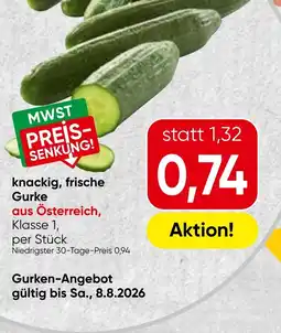 Spar knackig, frische Gurke aus Österreich, Klasse 1 Angebot
