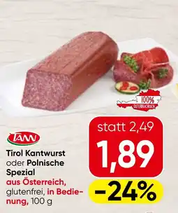 Spar TANN Tirol Kantwurst oder Polnische Spezial Angebot