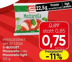 Spar S-Budget Mozzarella Angebot