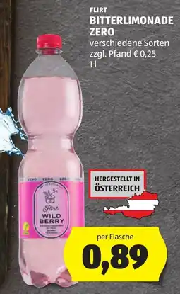 Hofer Flirt Bitterlimonade Zero Wild Berry Angebot