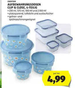 Hofer Crofton Aufbewahrungsdosen Clip & Close, 4-teilig Angebot