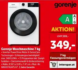 Interspar Gorenje Waschmaschine 7 kg Angebot
