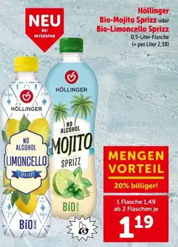 Interspar Höllinger Bio-Mojito Sprizz oder Bio-Limoncello Sprizz Angebot