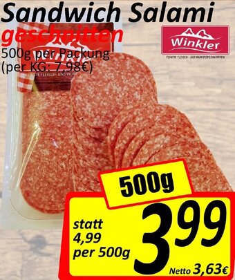 Wurstico Sandwich Salami 500g Angebot