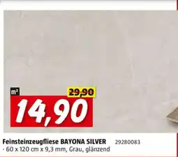 Bauhaus Feinsteinzeugfliese BAYONA SILVER Angebot