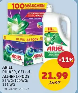 PENNY Ariel pulver, gel od. all-in-1-pods Angebot