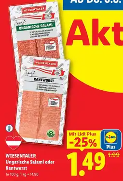 Lidl Wiesentaler ungarische salami oder kantwurst Angebot