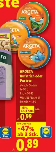 Lidl Argeta aufstrich oder pastete Angebot