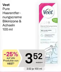 Bipa Veet pure Haarentfernungscreme Bikinizone & Achseln Angebot
