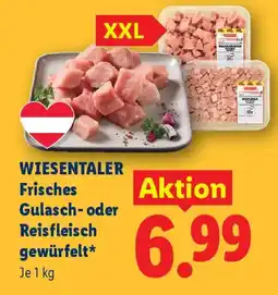 Lidl Wiesentaler frisches gulasch oder reisfleisch gewürfelt Angebot