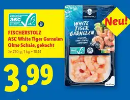 Lidl Fischerstolz asc white tiger garnelen ohne schale, gekocht Angebot