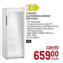 Metro LIEBHERR GLASTÜRKÜHLSCHRANK MRFVC3511 Angebot