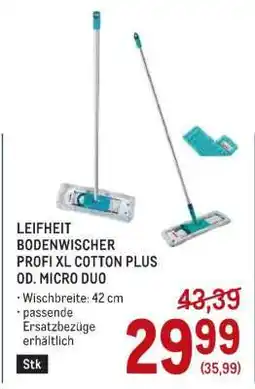 Metro LEIFHEIT BODENWISCHER PROFI XL COTTON PLUS OD. MICRO DUO Angebot