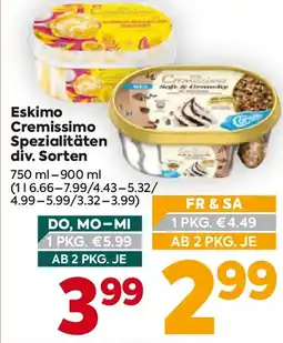 Billa Eskimo Cremissimo Spezialitäten div. Sorten Angebot