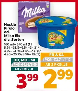 Billa Nestlé Pirulo od. Milka Eis div. Sorten Angebot