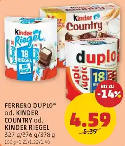 PENNY Ferrero duplo od. kinder country od. kinder riegel Angebot