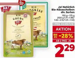 Billa Ja! Natürlich Bio-Käsescheiben Angebot